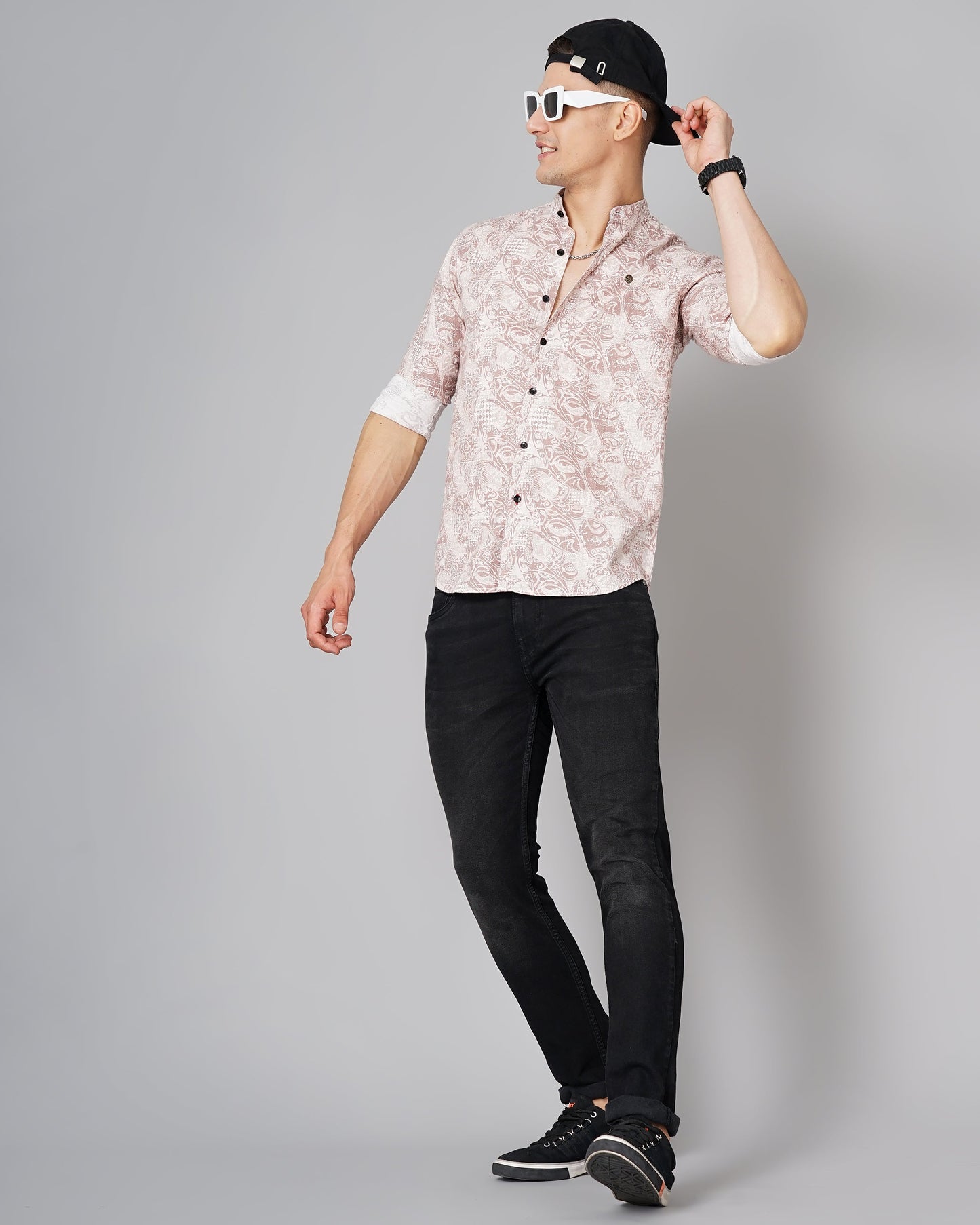 Floral Brown Linen Shirt