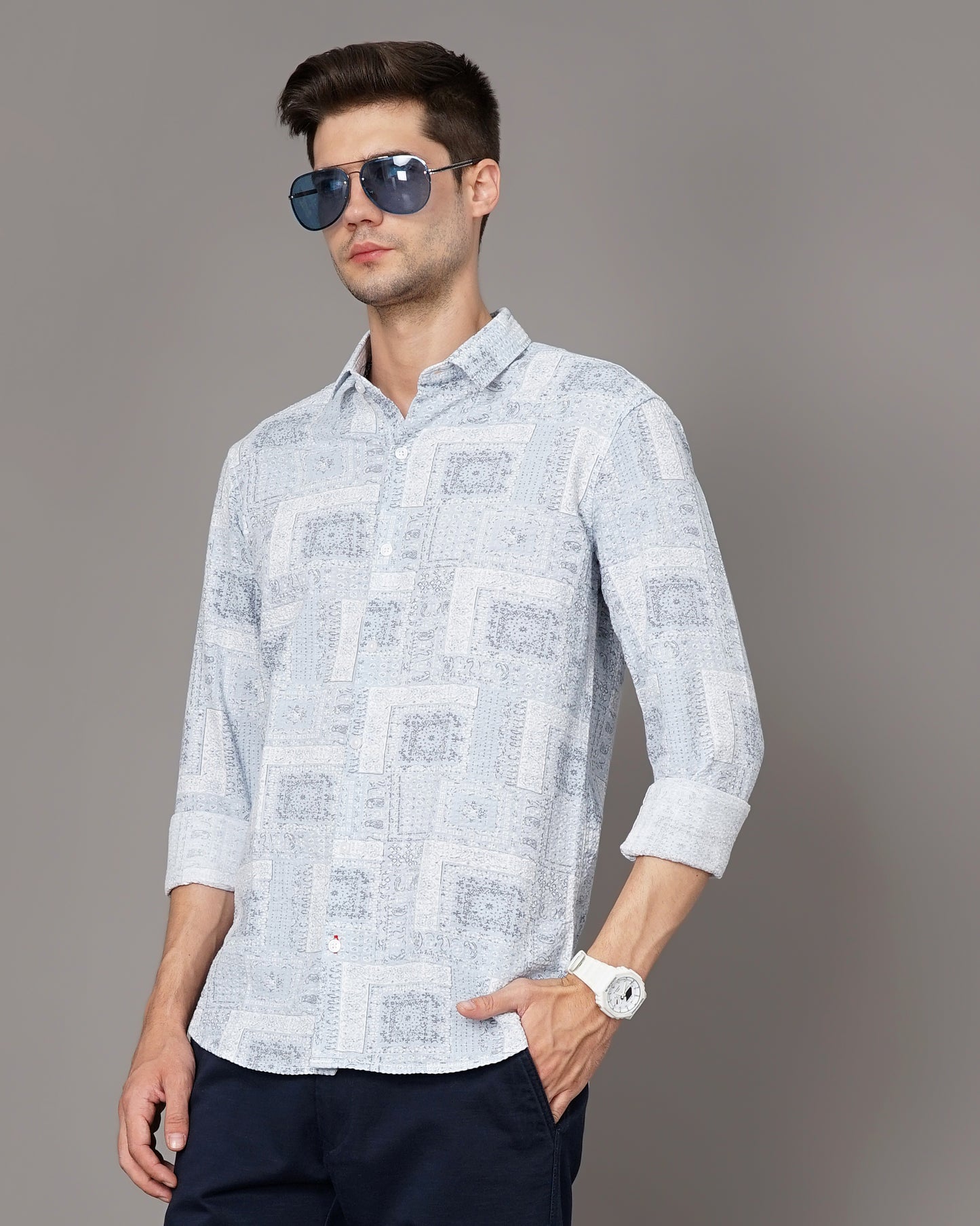 Tribal Blue Popcorn Shirt