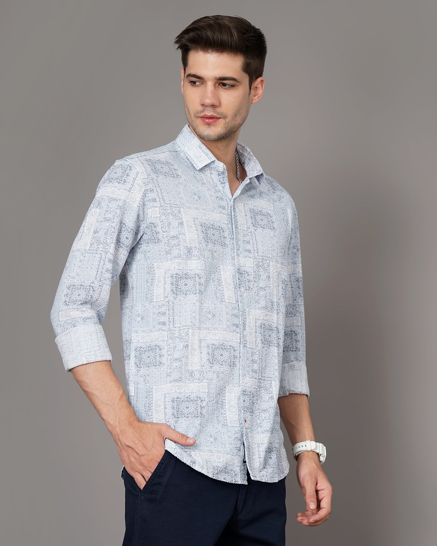 Tribal Blue Popcorn Shirt