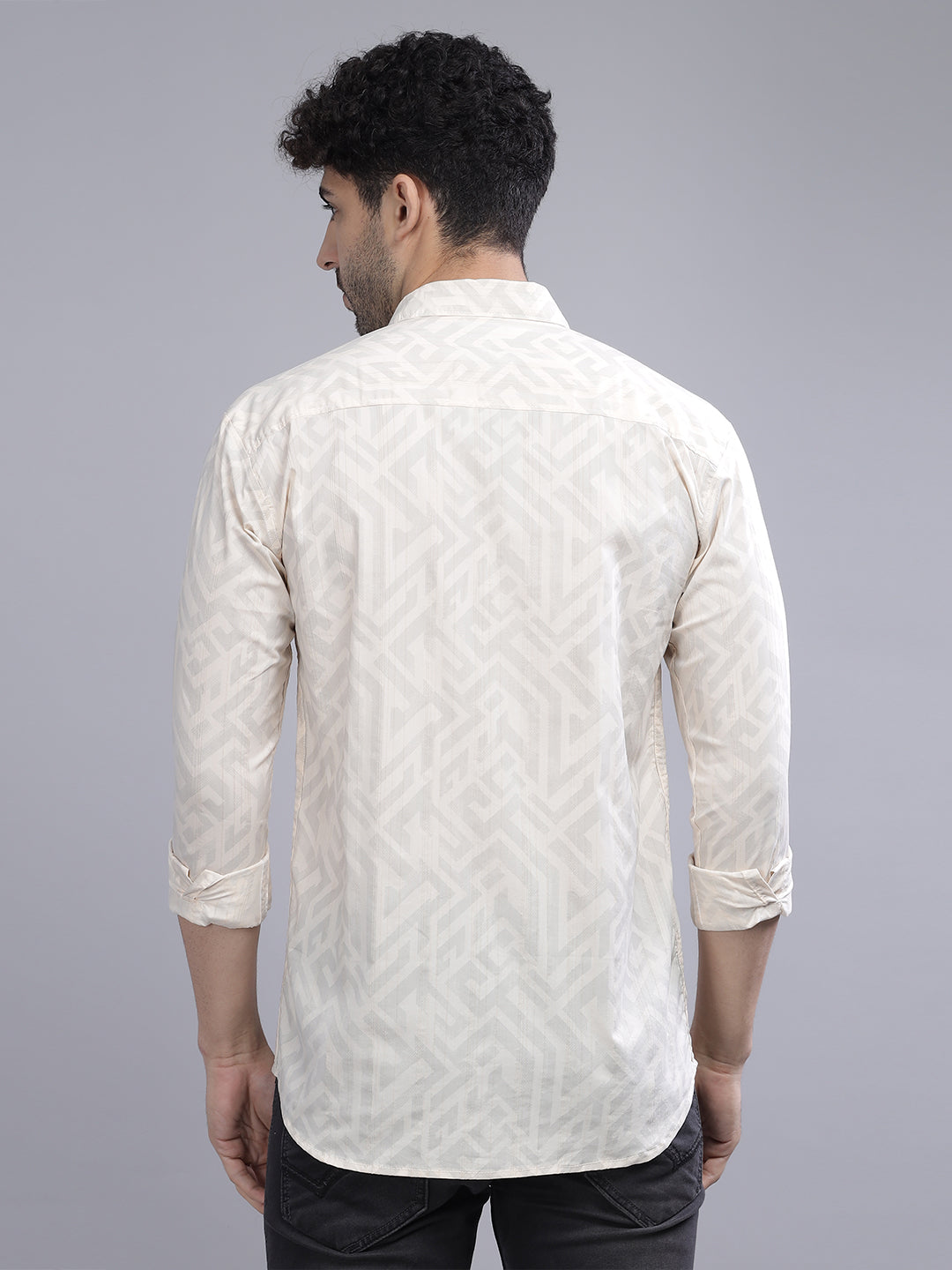 Gusset Cream Geometric Shirt