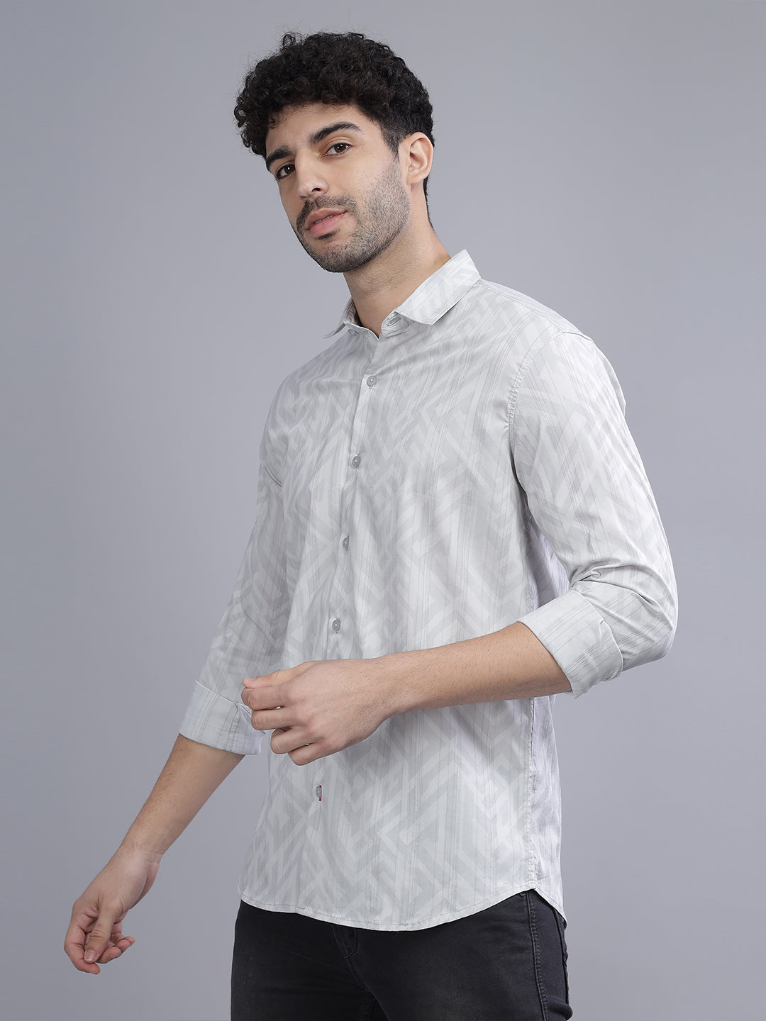 Gusset Grey Geometric Shirt