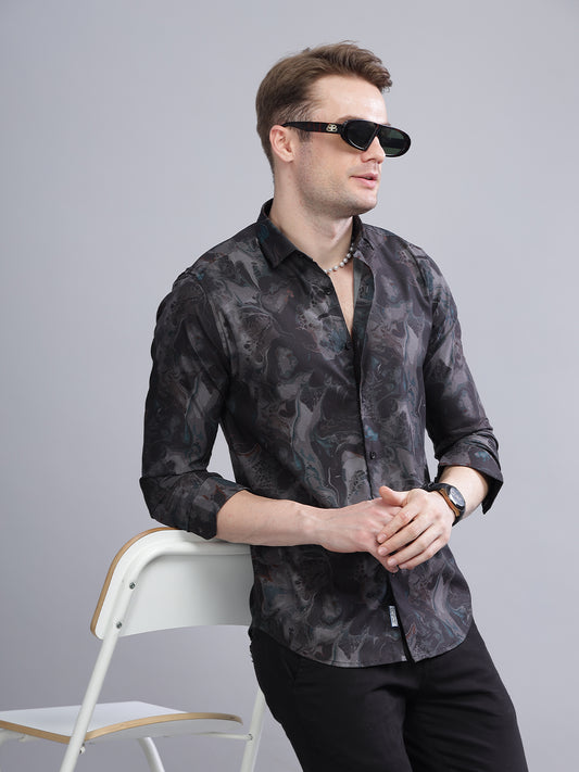 Jade Black-Grey Party Shirt