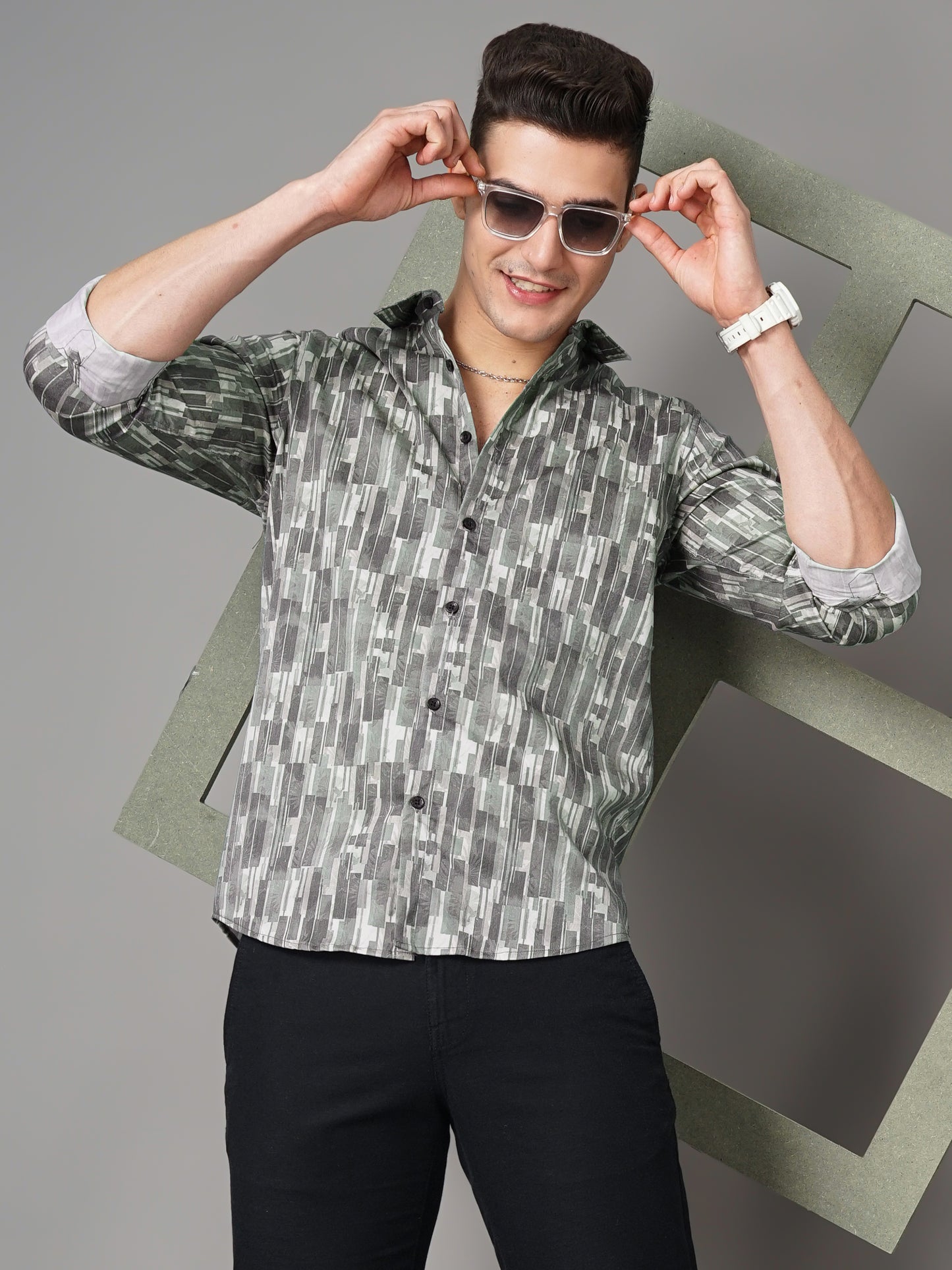 Braga Green Printed Shirt