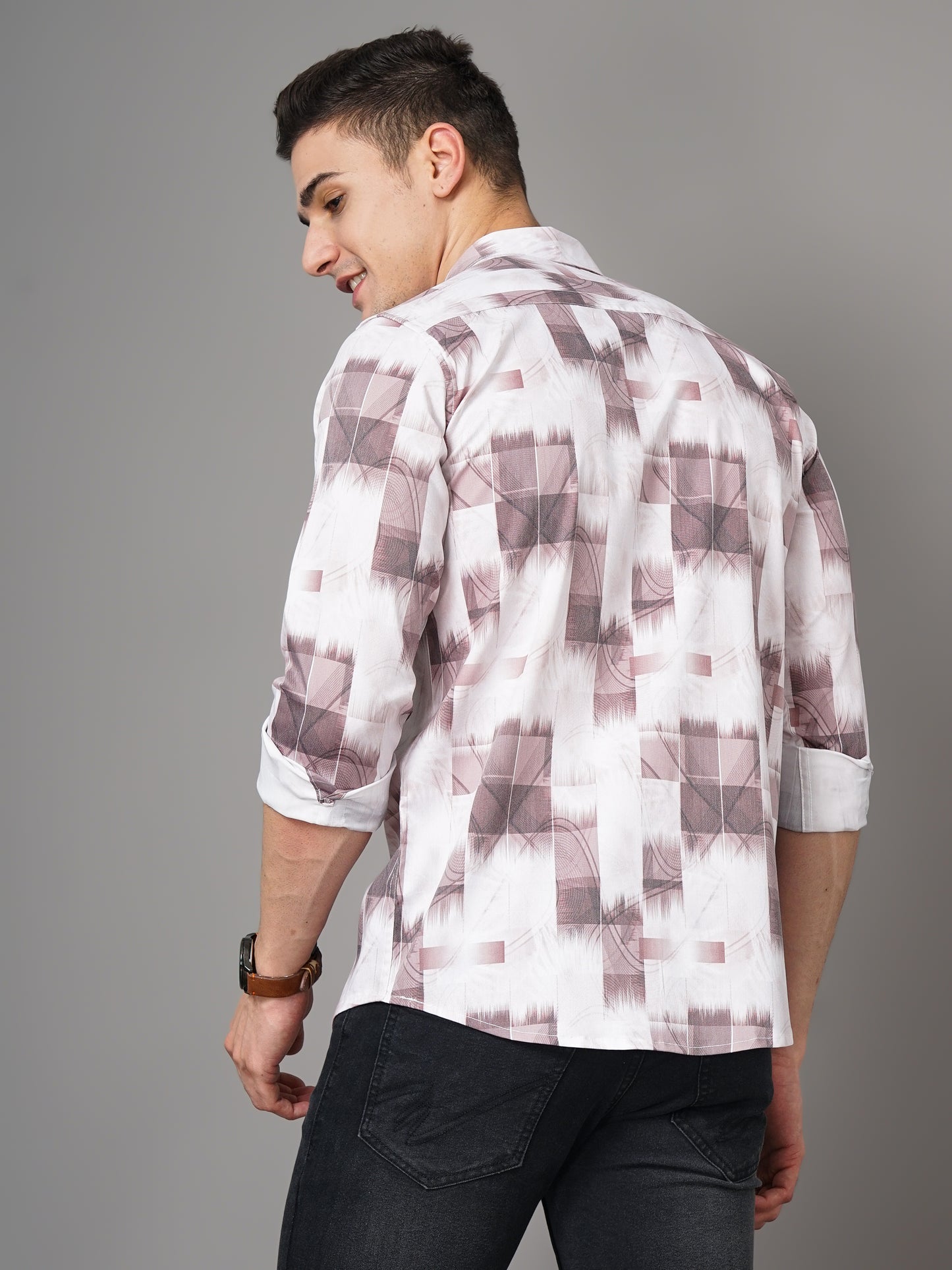 Minsk White-Brown Printed Shirt