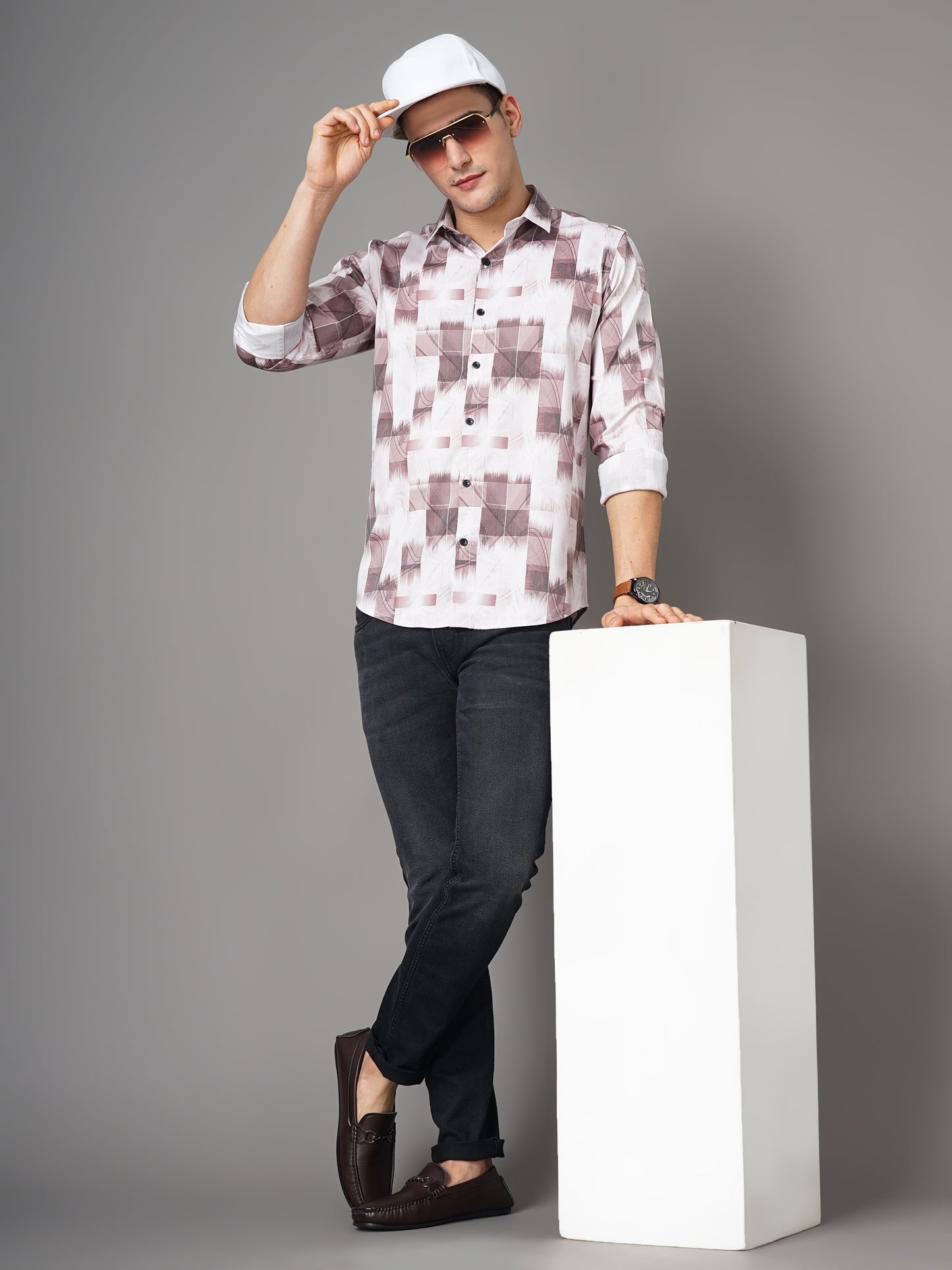 Minsk White-Brown Printed Shirt