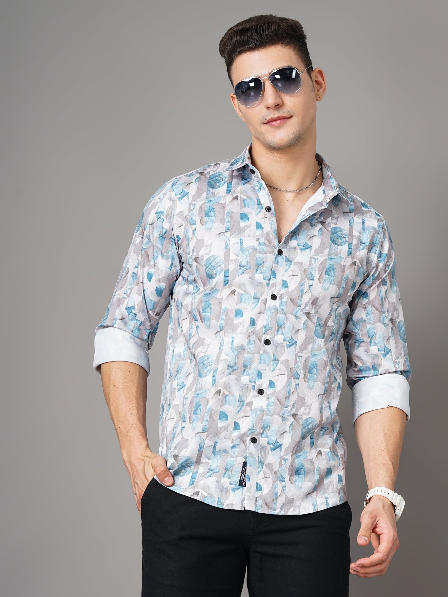 Talca Blue Printed Shirt