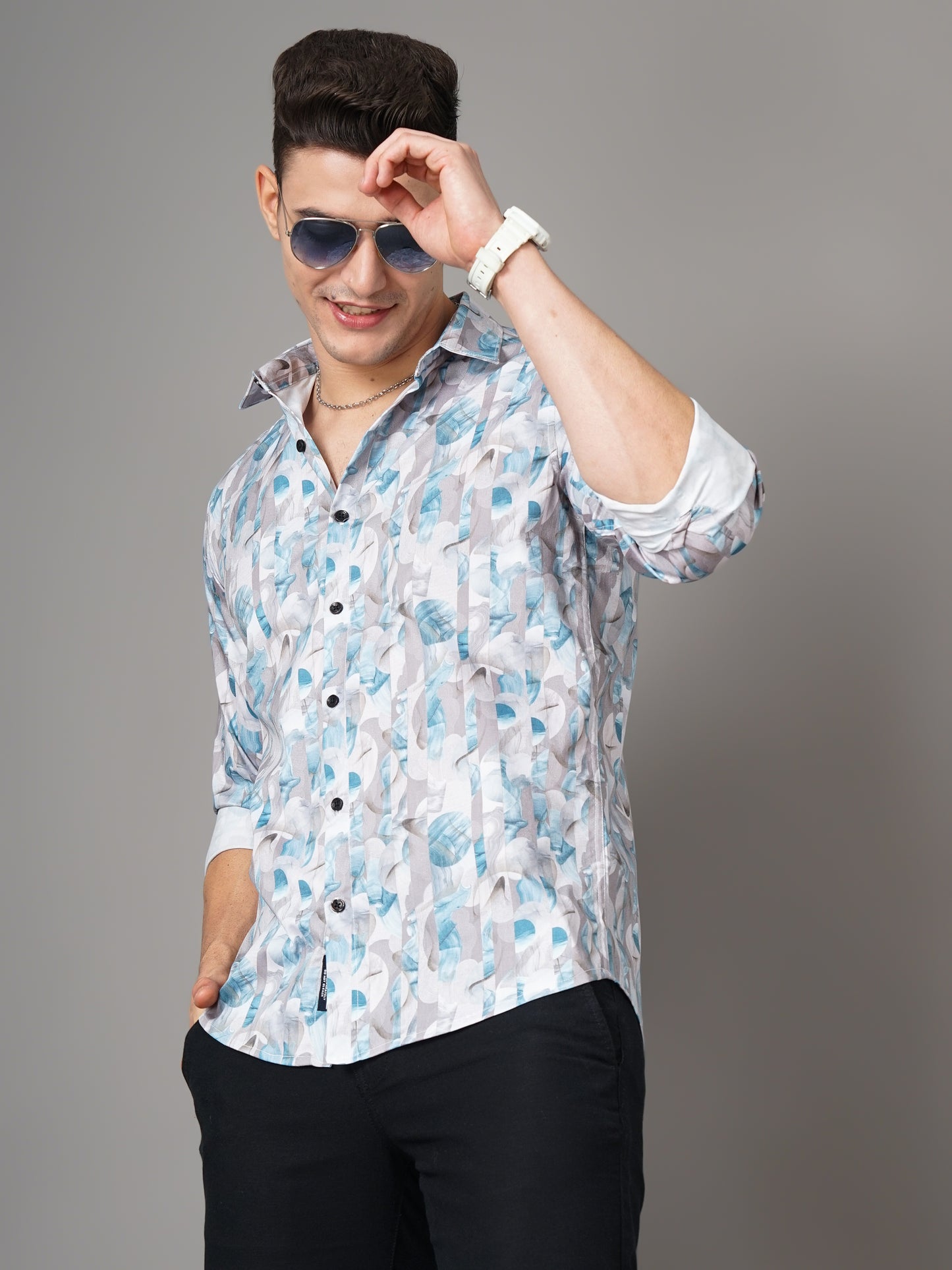 Talca Blue Printed Shirt