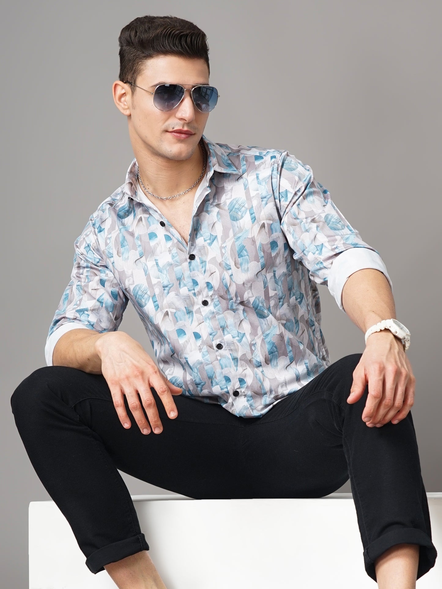 Talca Blue Printed Shirt