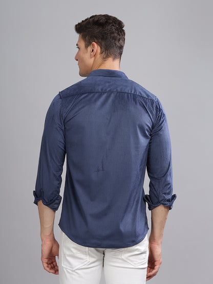 Double Pocket Blue Cord Shirt