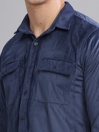 Double Pocket Blue Cord Shirt