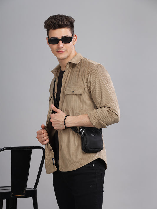 Double Pocket Brown Cord Shirt