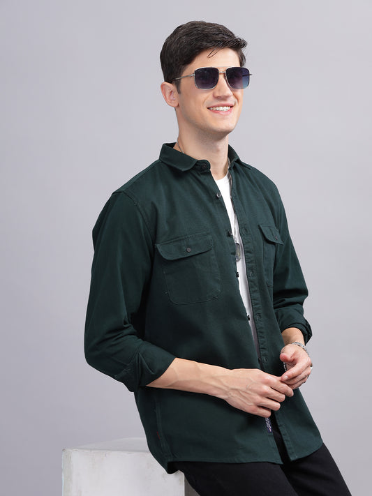 Solid Olive Cargo Shirt
