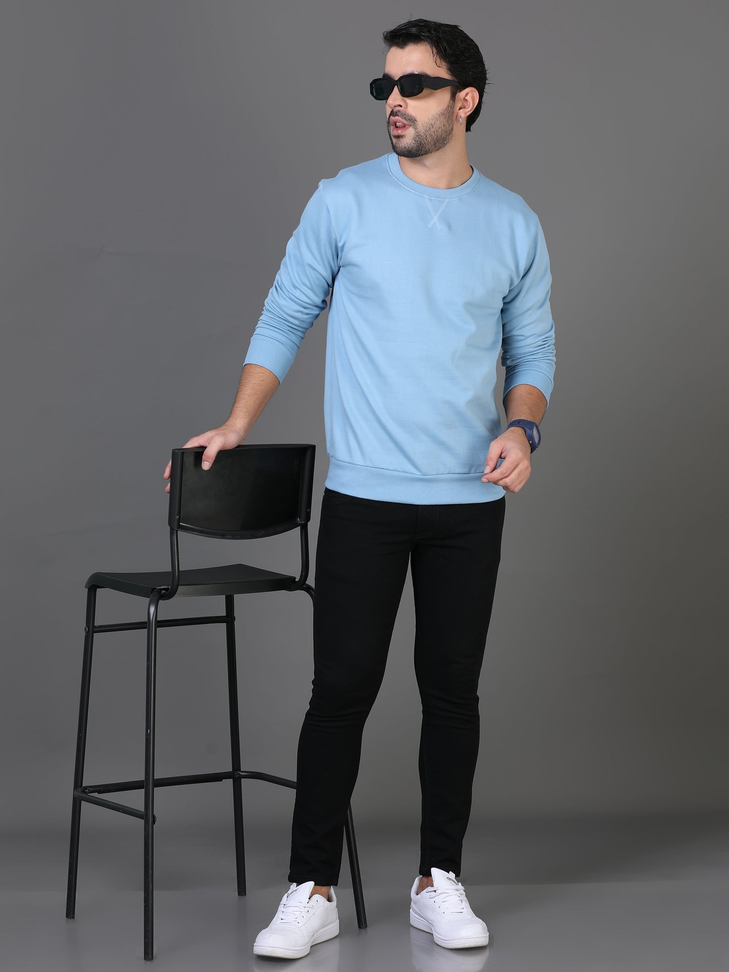 Blue Plain Sweatshirt