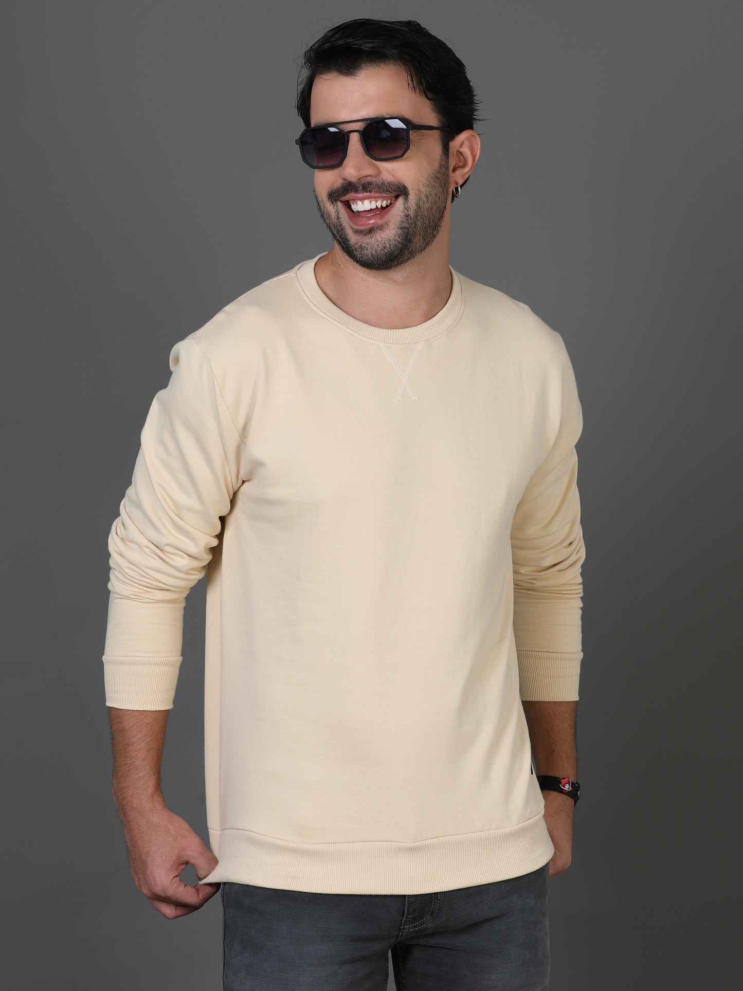 Cream Plain Sweatshirt