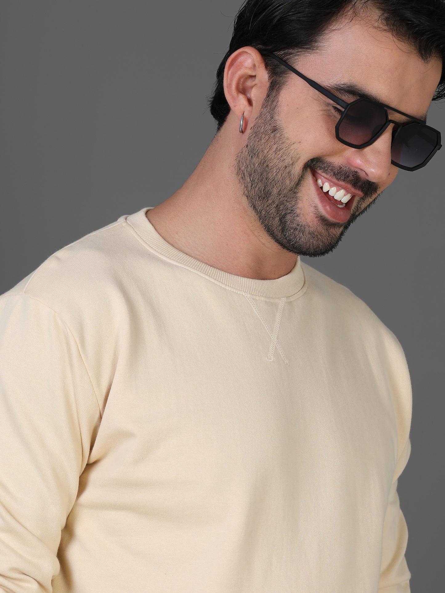 Cream Plain Sweatshirt