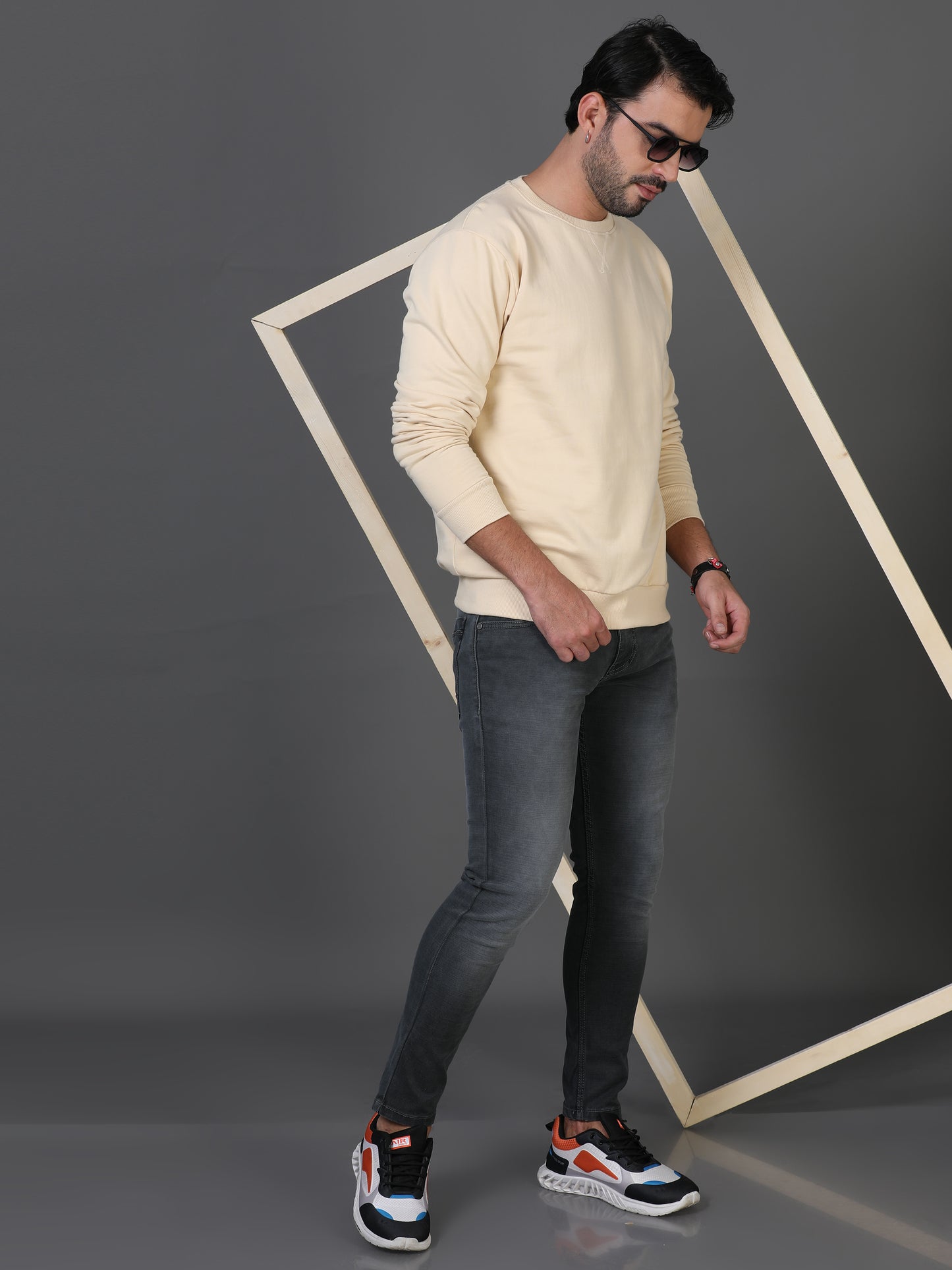 Cream Plain Sweatshirt